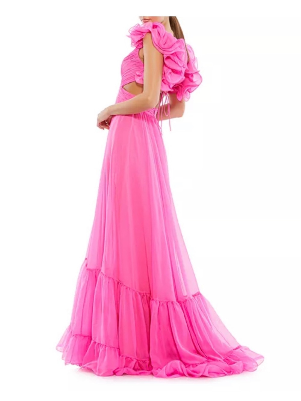 Mac Duggal Ruffle Tiered Cut-Out Chiffon Gown - Picture 4 of 4